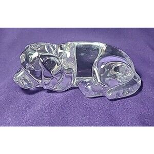 Princess House Clear Crystal Glass Sleeping Dog Paperweight Figurine Collectible